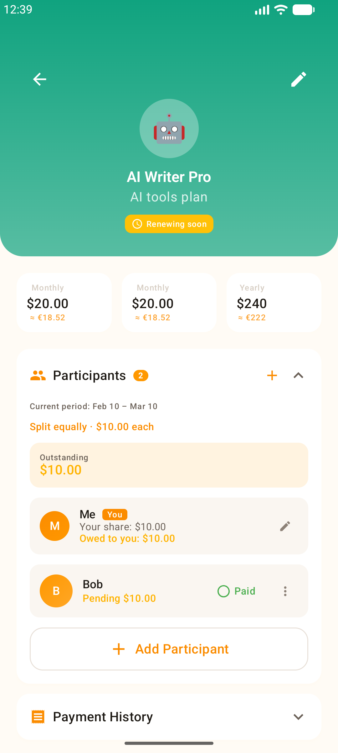 Subs app — Share and split subscriptions with friends